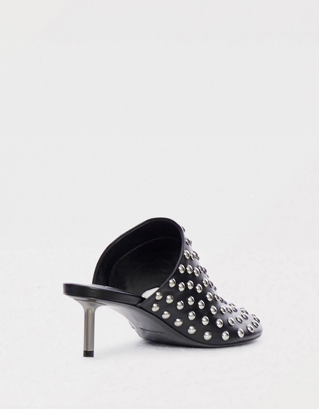 Studded Leather Kitten Heel Mules