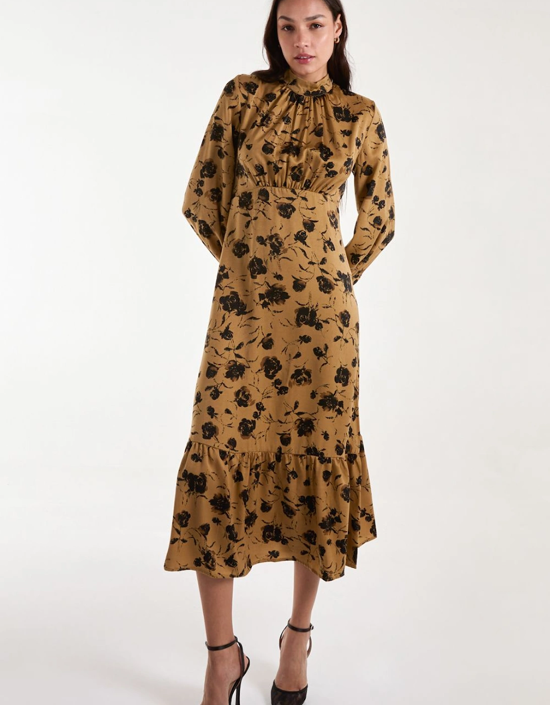 High Neck Tiered Midi Dress, 2 of 1