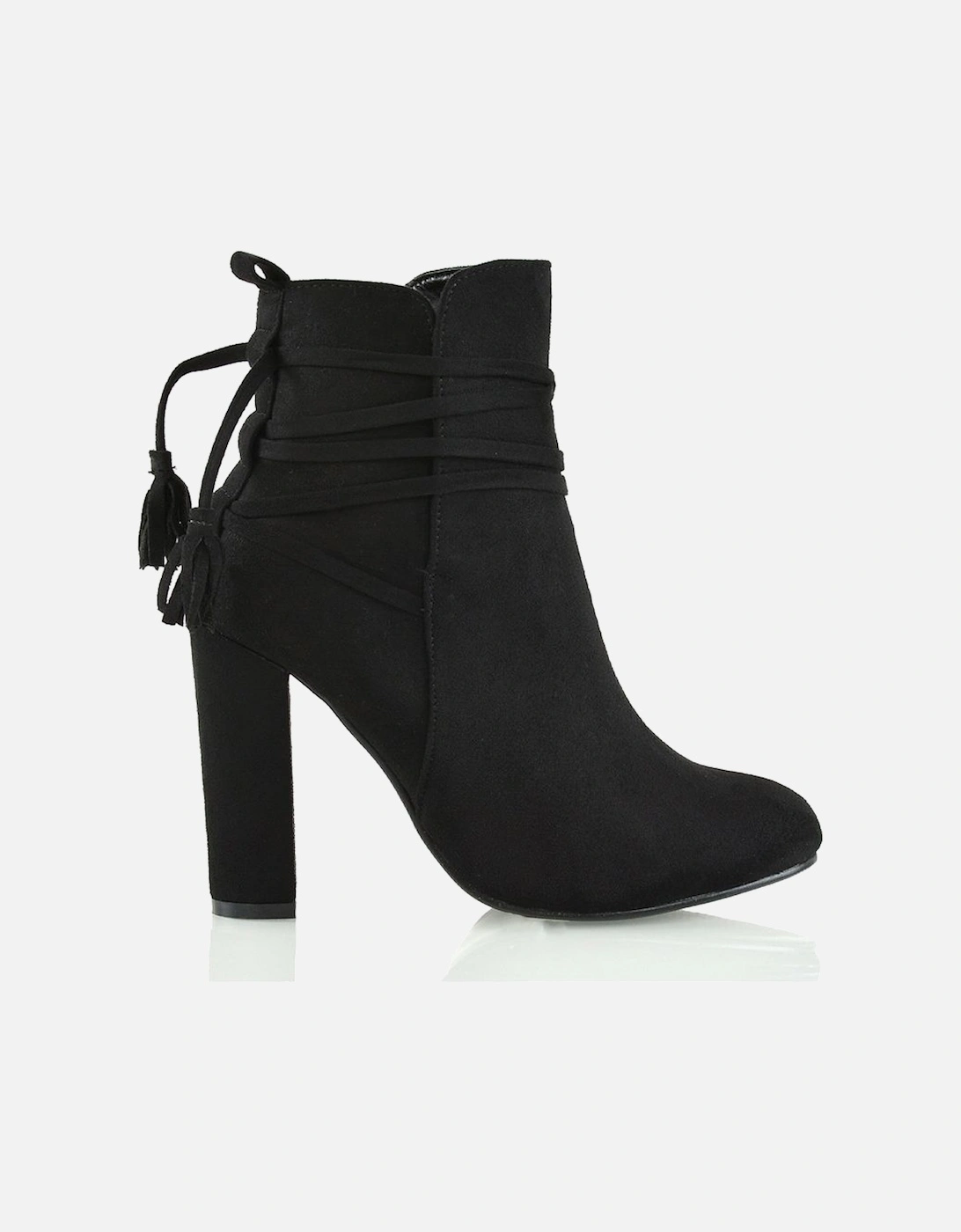 'Jamie' Tie up Tassel Detail Block High Heel Boots, 2 of 1