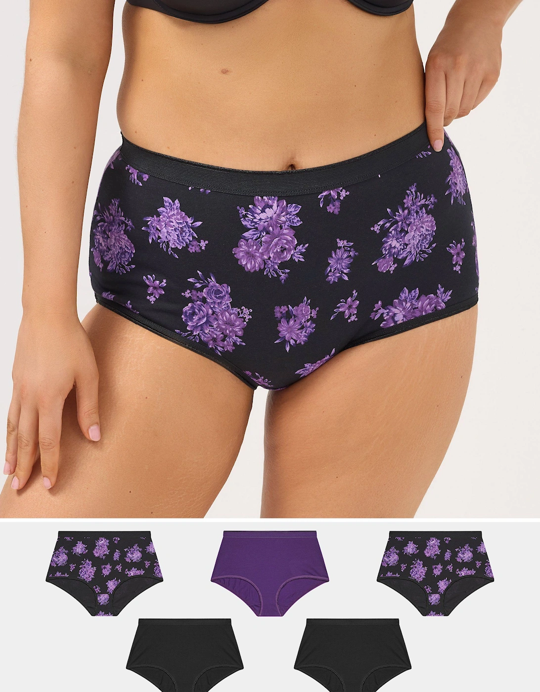 5 Pack Floral Full Briefs, 2 of 1