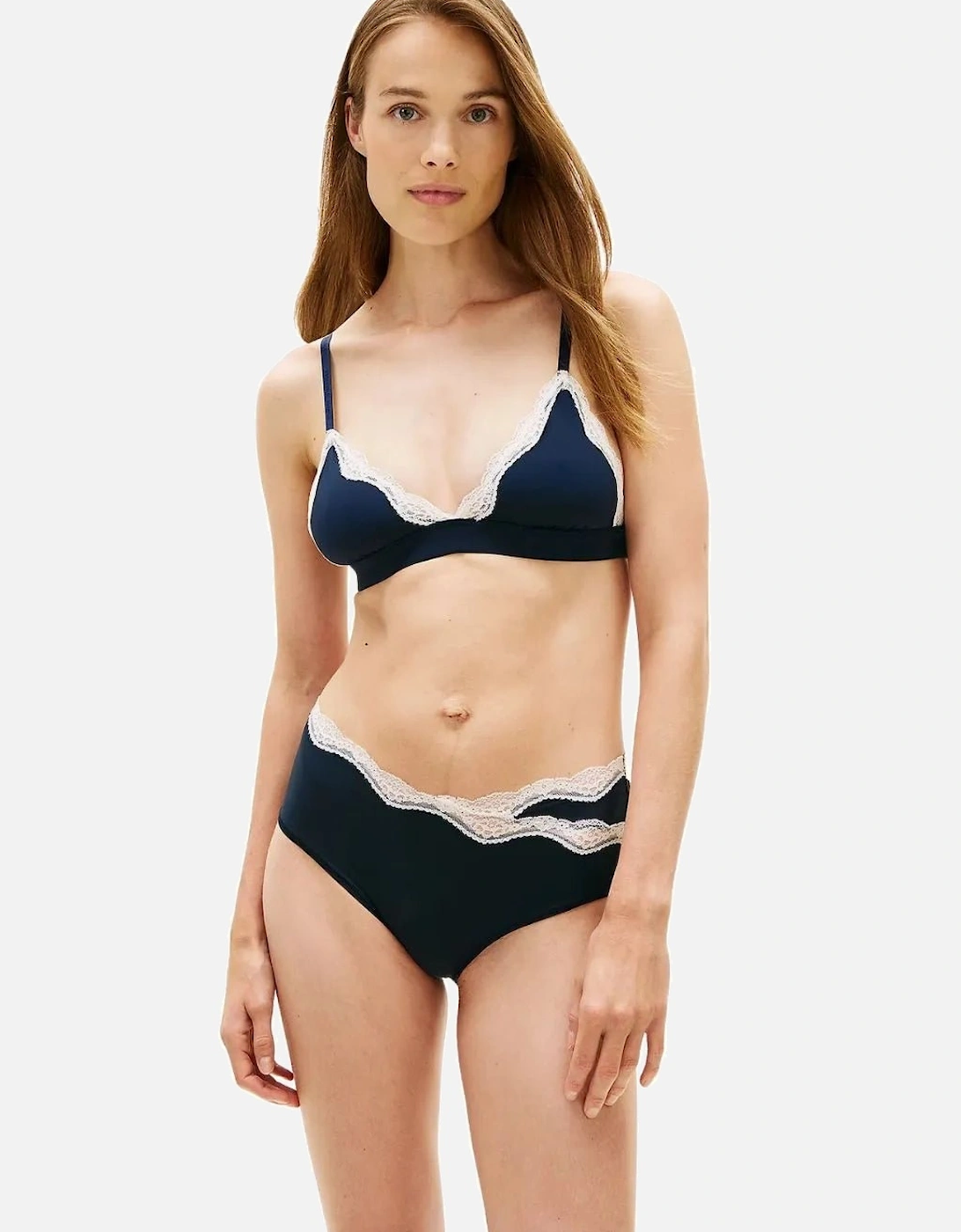 TH Micro Lace Triangle Bra, Dark Night Navy