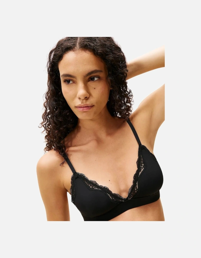 TH Micro Lace Triangle Bra, Black
