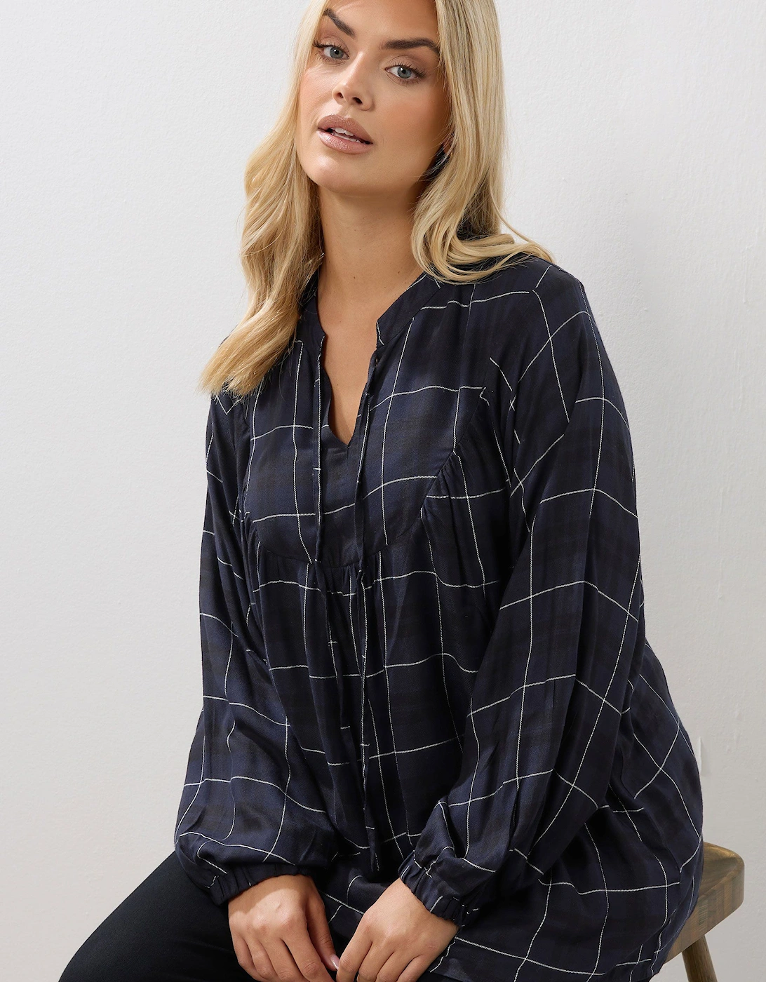 Check Tie Neck Blouse, 2 of 1