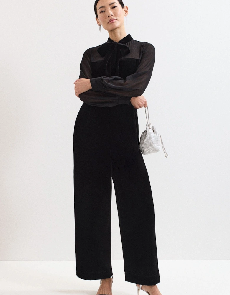 Magie Velvet Tie Neck Jumpsuit
