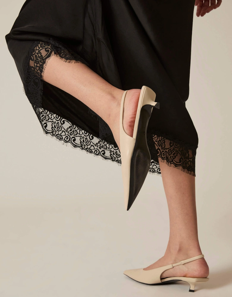 Black Satin Lace Maxi Skirt