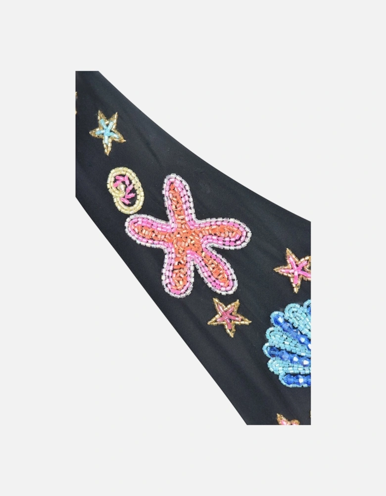 Marissa Hand Embroidered Luxe Bikini Bottom - Black