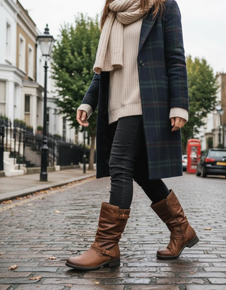 98860-22 Womens Calf Length Boots Nut Brown