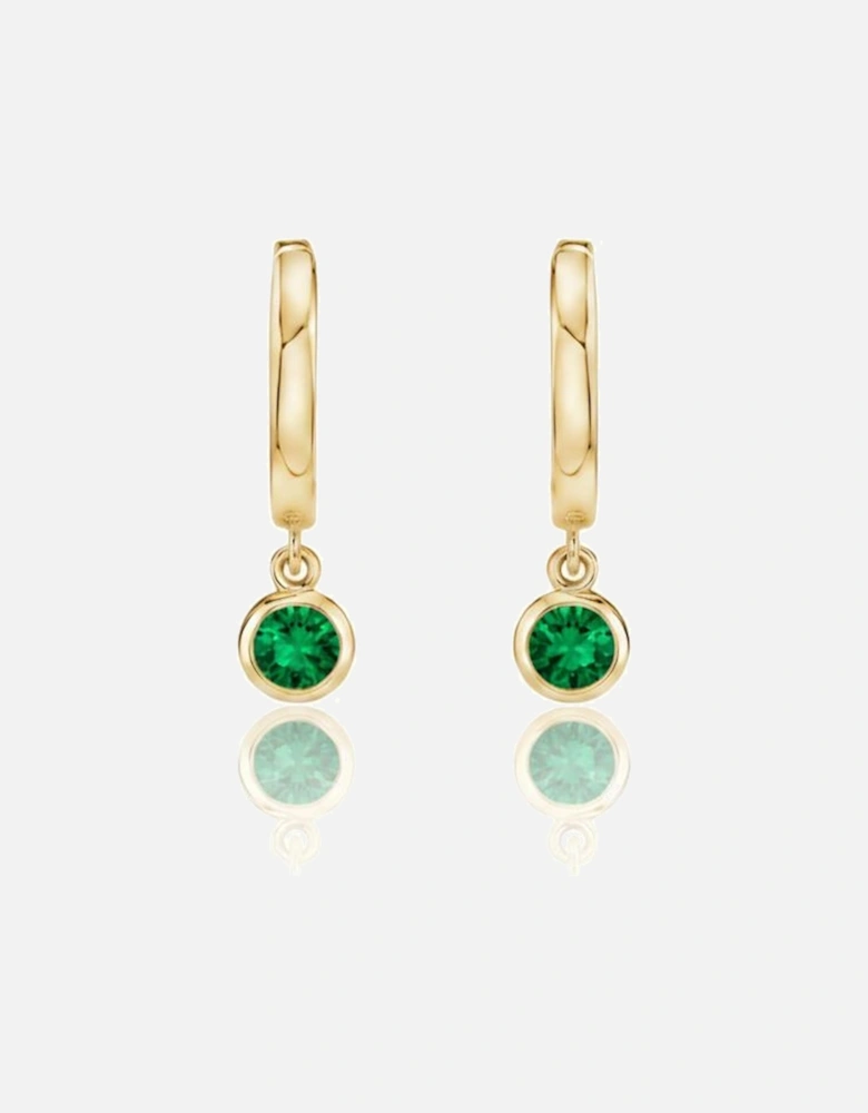 Luna Drop Emerald Hoops