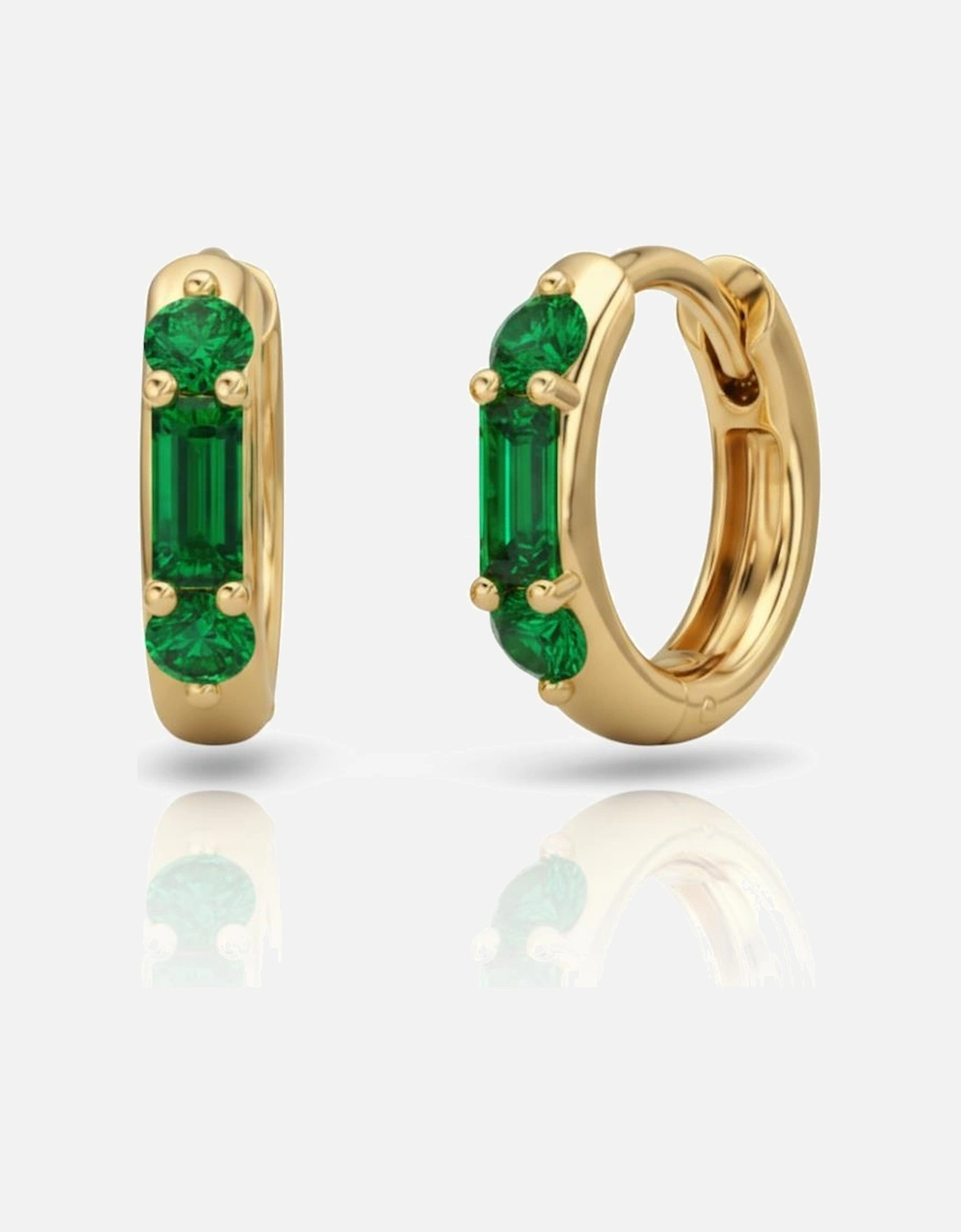Eterna Baguette Emerald Hoops, 2 of 1