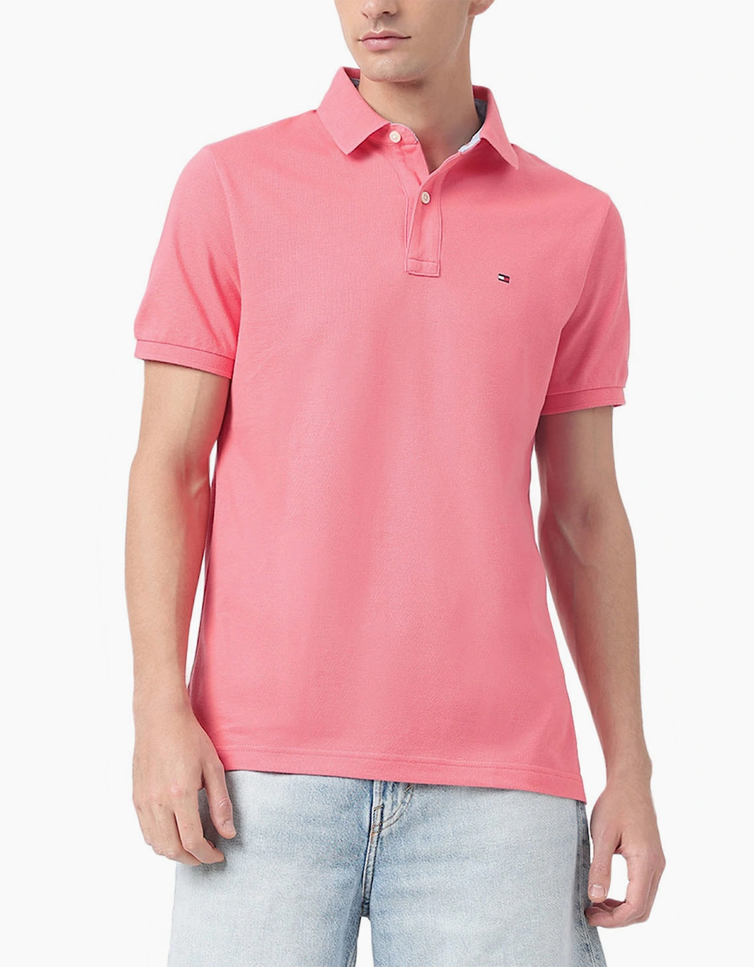 Tommy Hilfiger Mens Polo Shirts Regular Fit Tee - Vivid Raspberry - Size: XS
