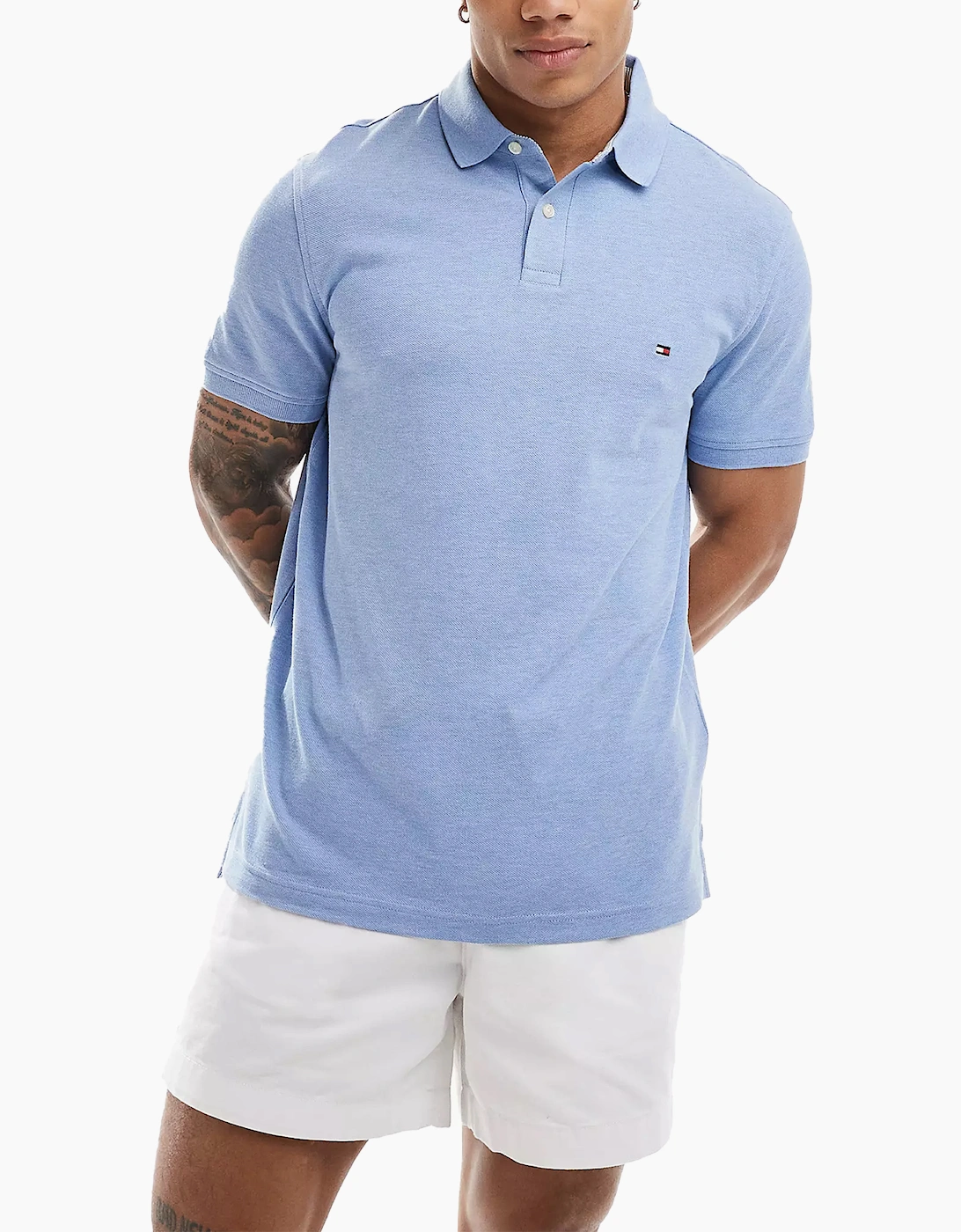 Tommy Hilfiger Unisex Blue Mens Polo Shirts1985 Regular Fit Casual Polo Cotton Golf T Shirts - Size: 2XL