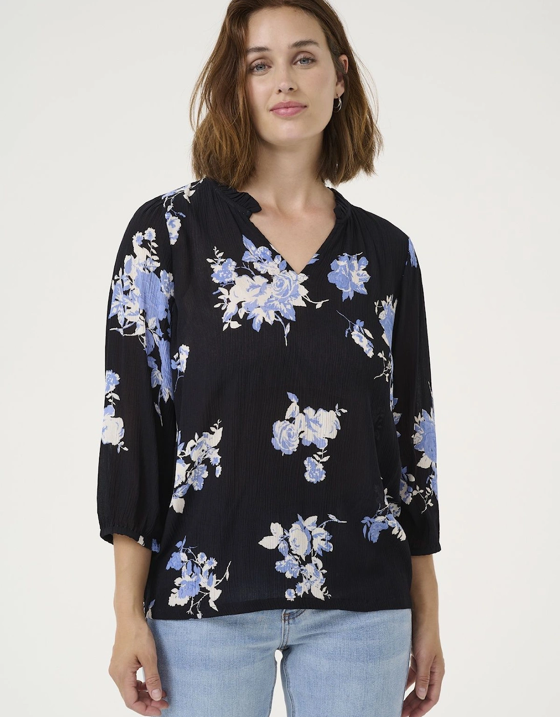 KAedita Amber V-Neck 3/4 Sleeve Blouse, 2 of 1