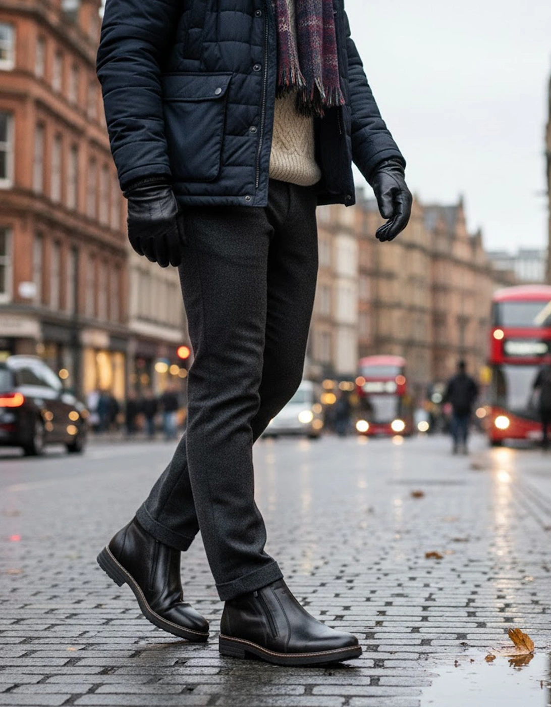 33160-00 Mens Double Zip Fur Lined Boots Black