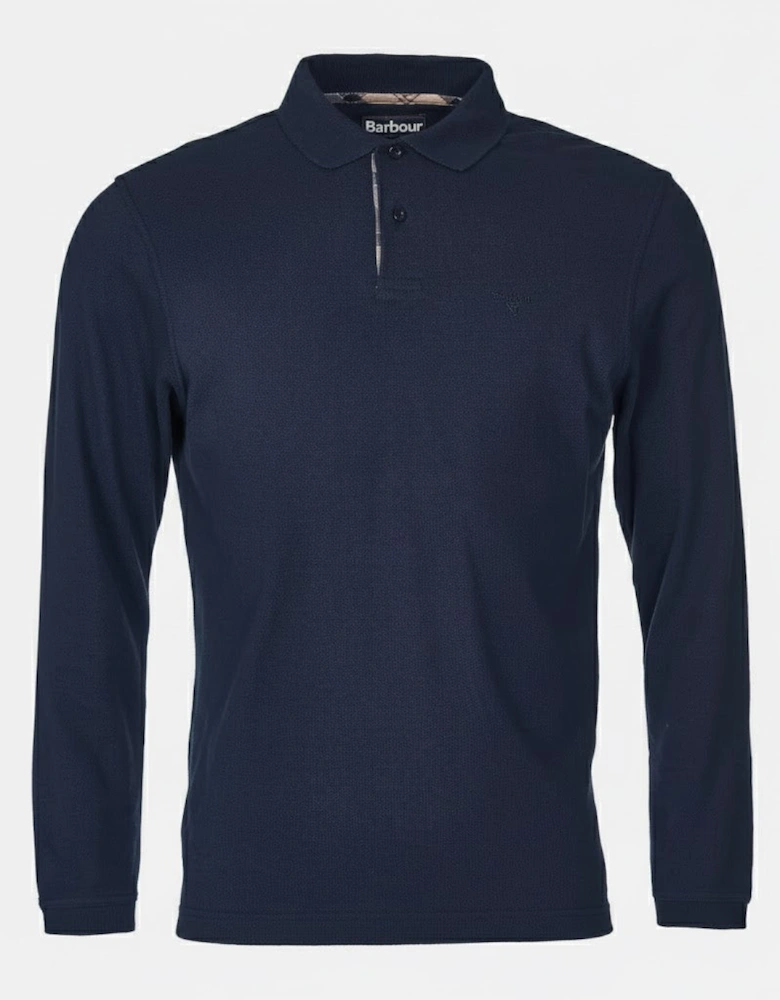 Sports Mens Long Sleeve Polo Shirt - Navy