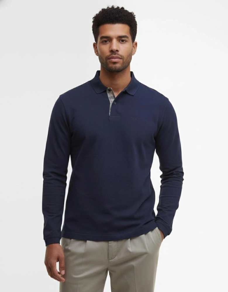 Sports Mens Long Sleeve Polo Shirt - Navy