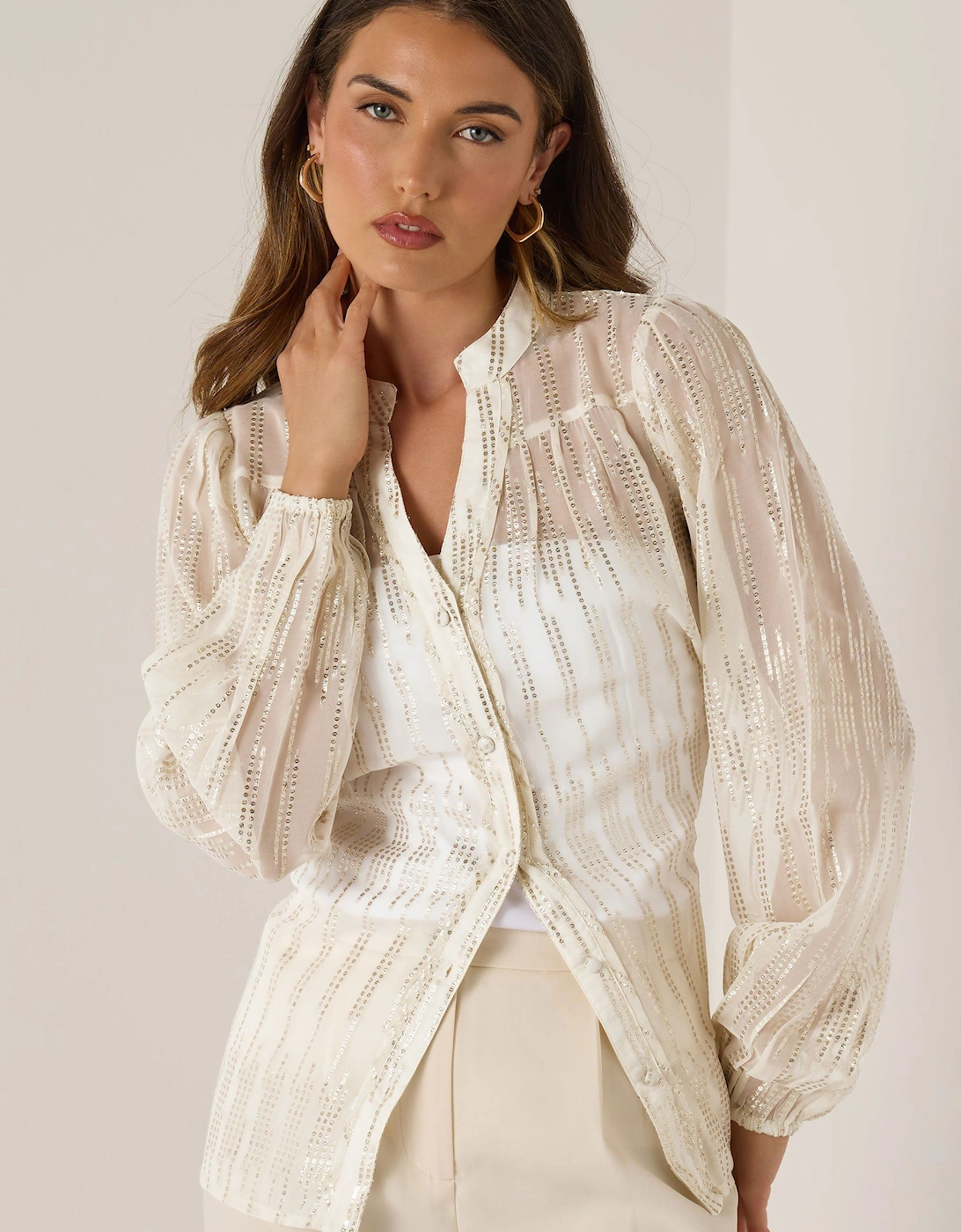 Tall Metallic Dash Blouse, 2 of 1