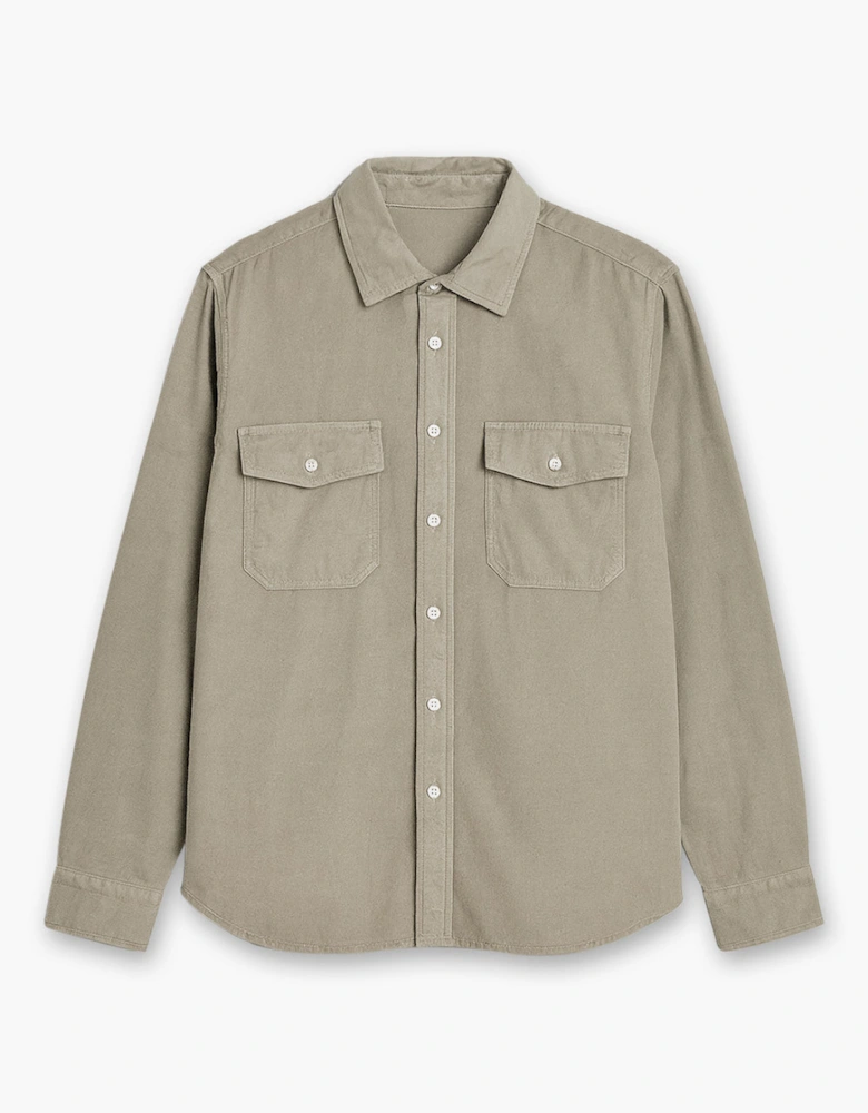 Men's Light Beige Brushed Cotton Shirt