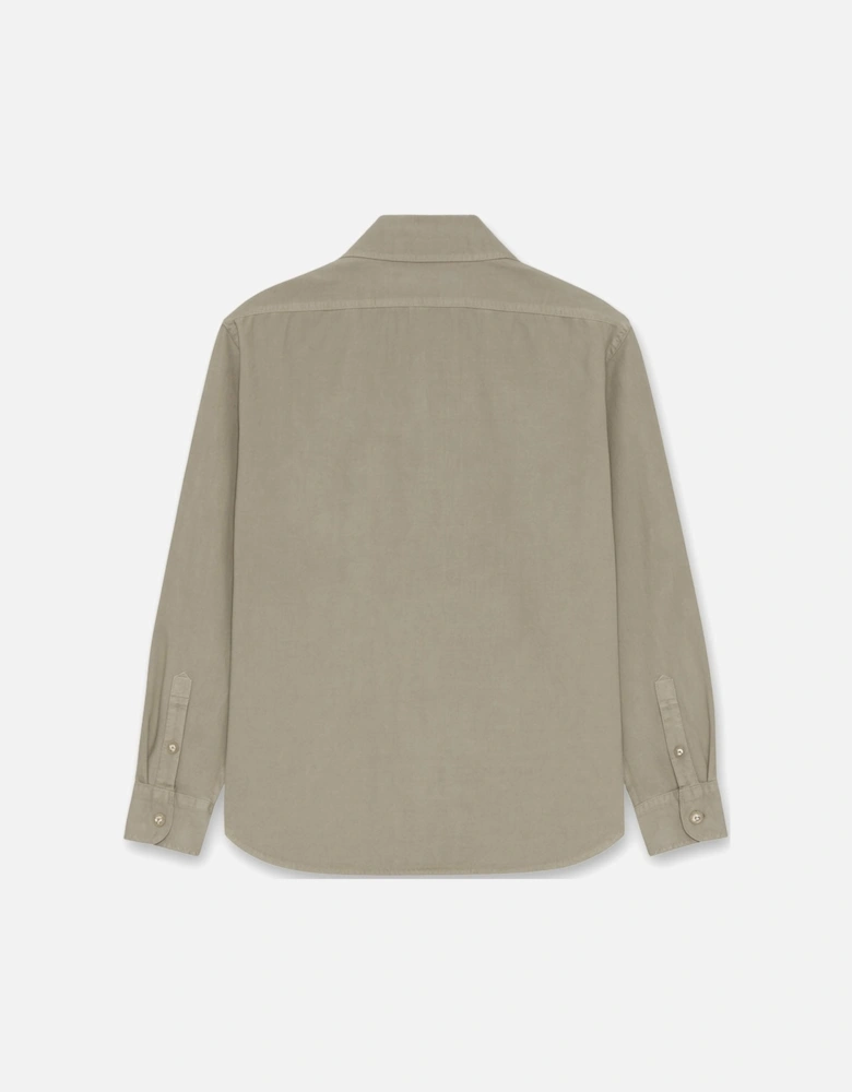 Men's Light Beige Brushed Cotton Shirt