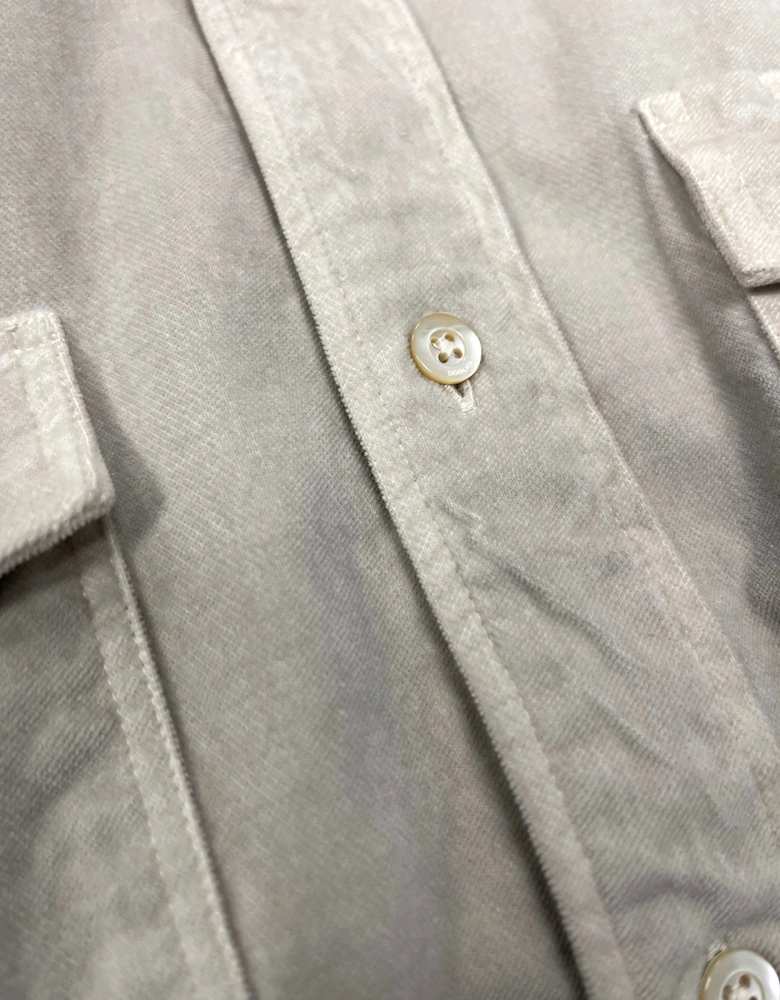 Men's Light Beige Brushed Cotton Shirt