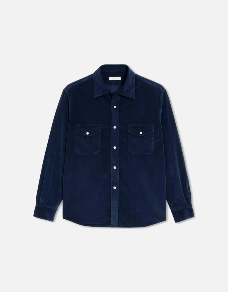 Men's Navy Brushed Cotton Shirt