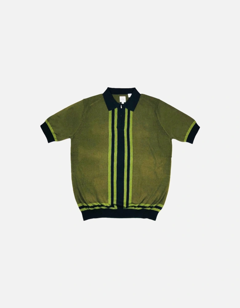 Max N Chester Black/Deep Moss Zip Knitted Polo Shirt