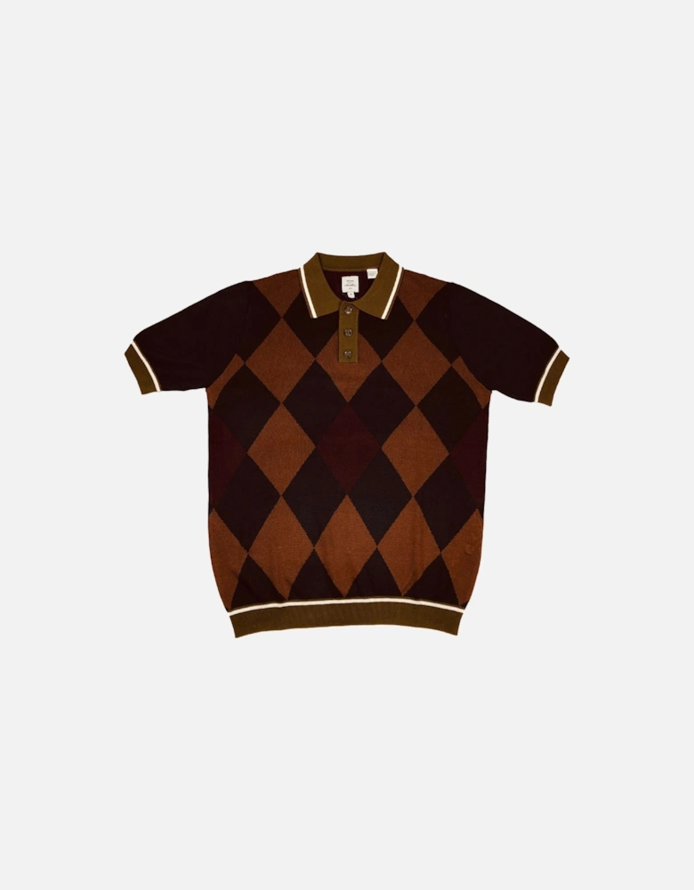 Max N Chester Navy/Deep Moss Knitted Polo Shirt