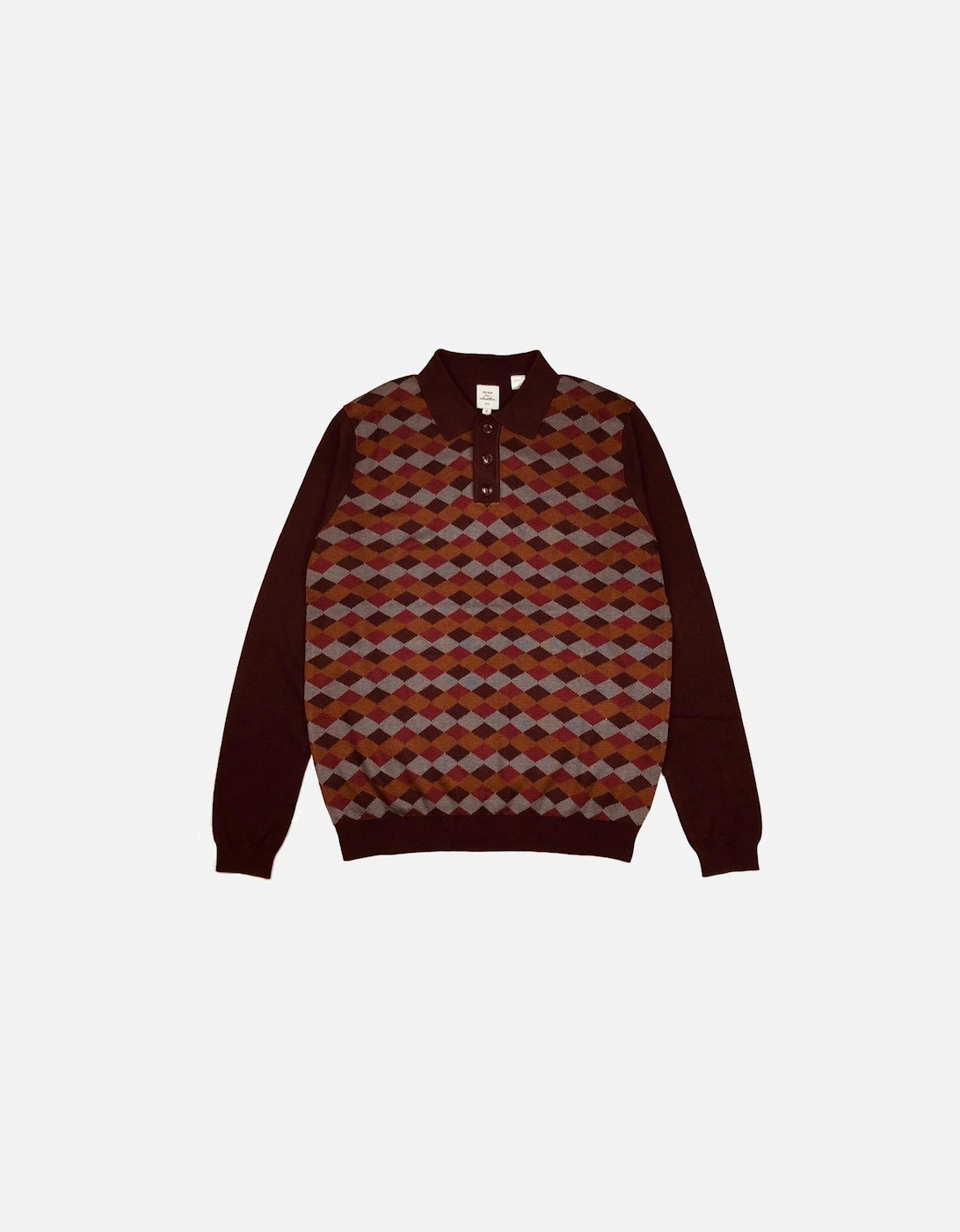 Max N Chester Wine Tasting/Burgundy Knitted L/S Polo Shirt, 3 of 2