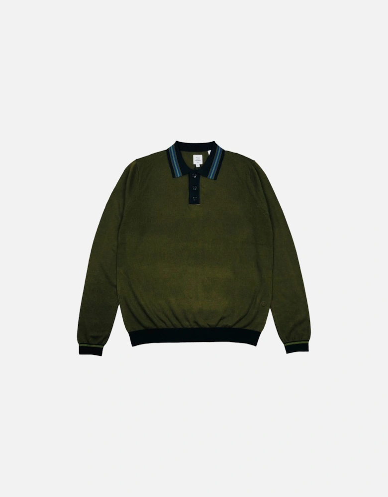 Max N Chester Deep Moss Knitted L/S Polo Shirt