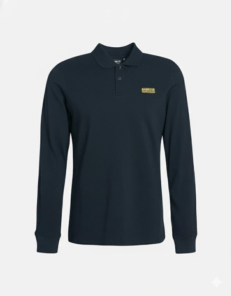 Essential Mens Long Sleeve Polo - Black/Yellow