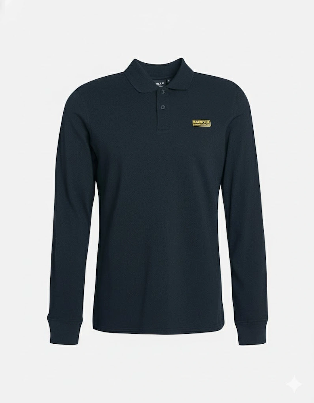 Essential Mens Long Sleeve Polo - Black/Yellow, 10 of 9
