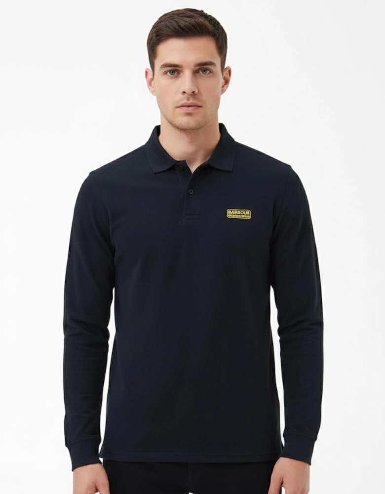 Essential Mens Long Sleeve Polo - Black/Yellow