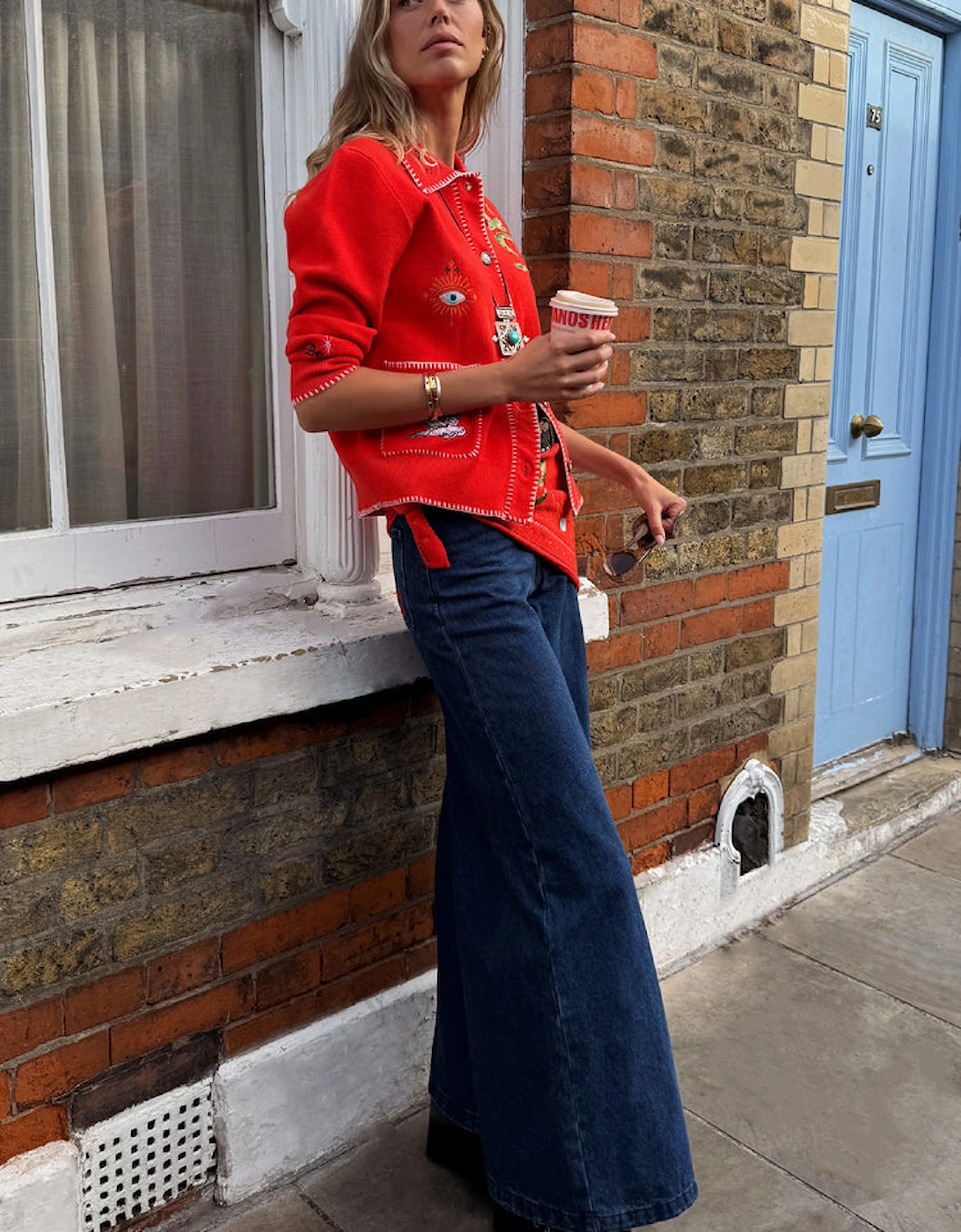 Red mystical cardigan with collar