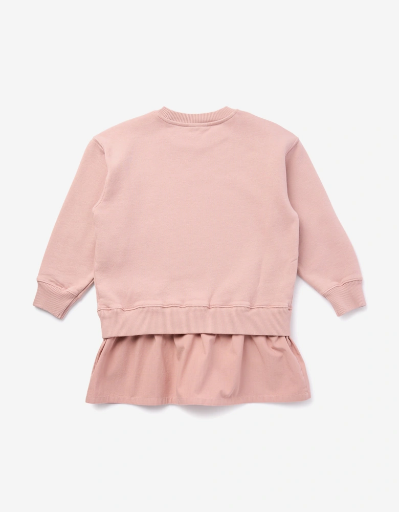 Girls Arrow Studs Cargo Dress in Pink