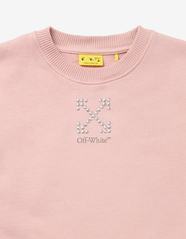 Girls Arrow Studs Cargo Dress in Pink