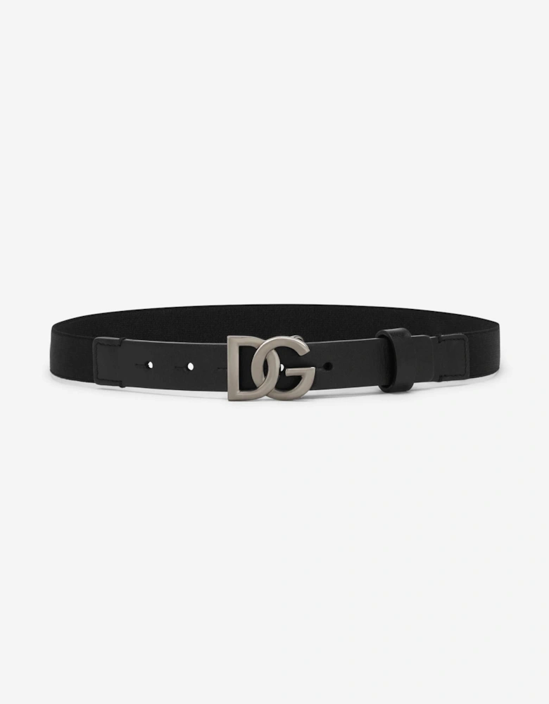 Boys Elasticated Logo Belt in Black