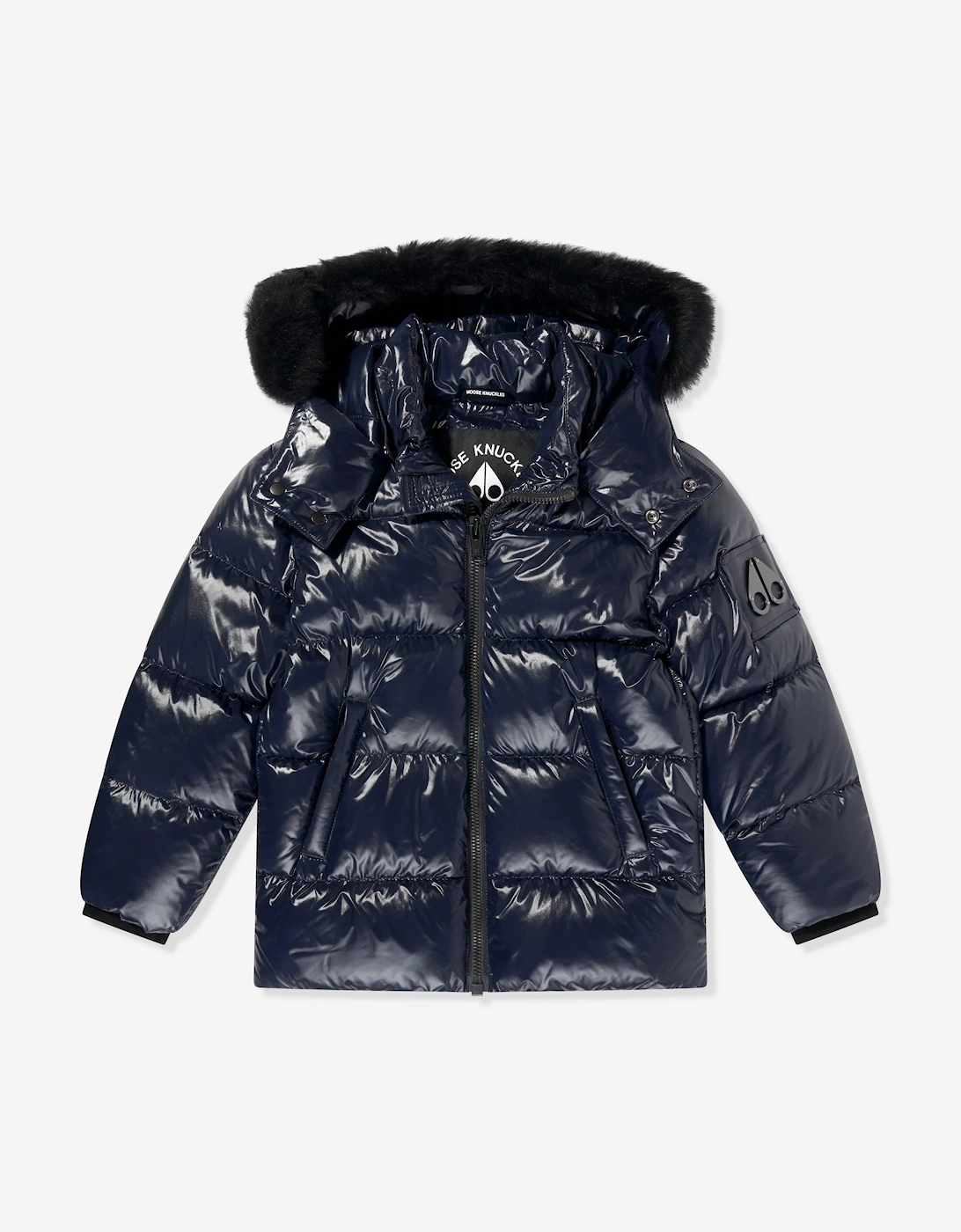 Girl's Moose Knuckles Kids Kings Down Padded Puffer Jacket in Navy - Blue - Size: M 10 - 12 yrs