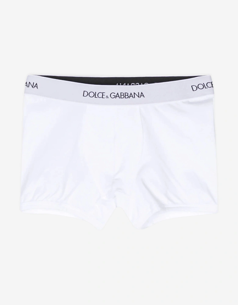 Boys 2 Pack Boxer Shorts Set in White