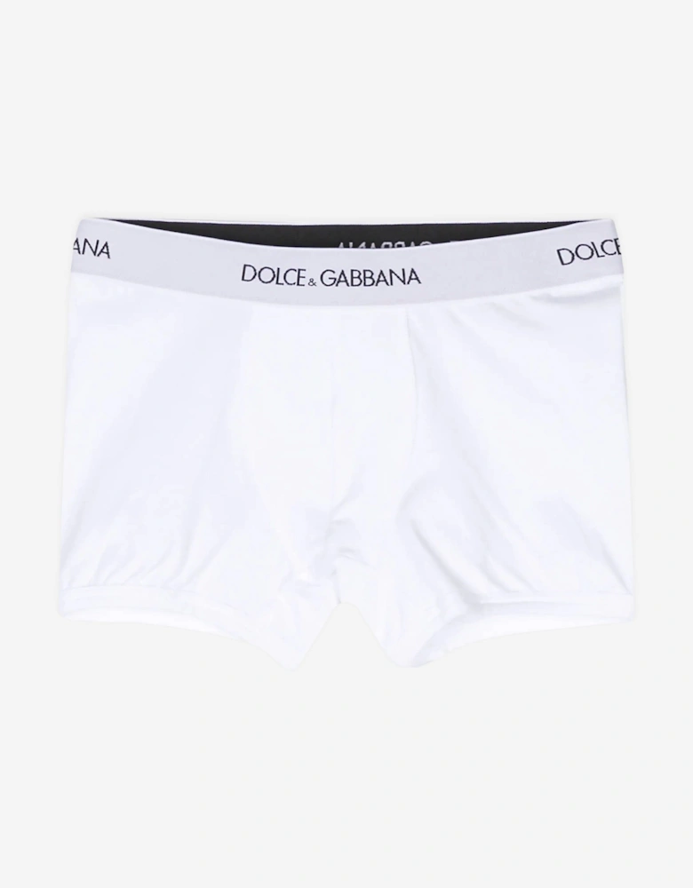 Boys 2 Pack Boxer Shorts Set in White