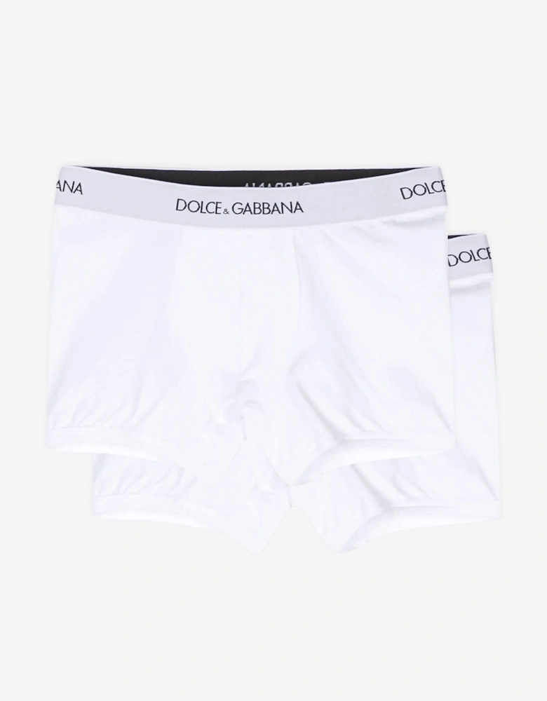 Boys 2 Pack Boxer Shorts Set in White