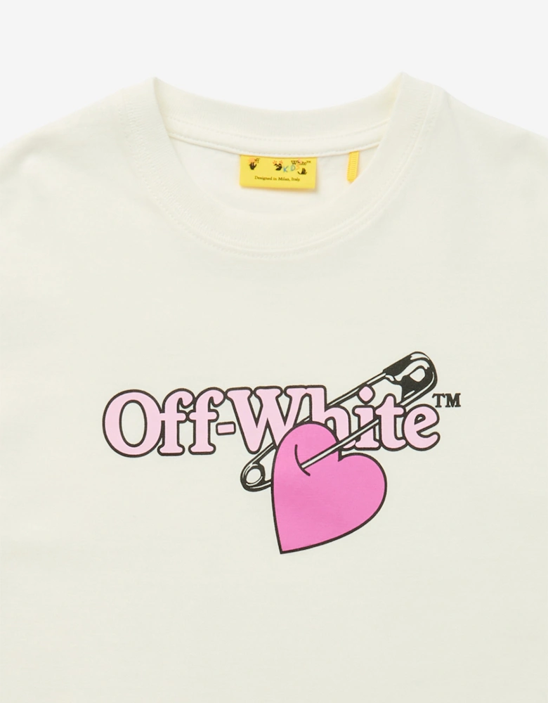 Girls Bookish Pop Heart T-Shirt in White