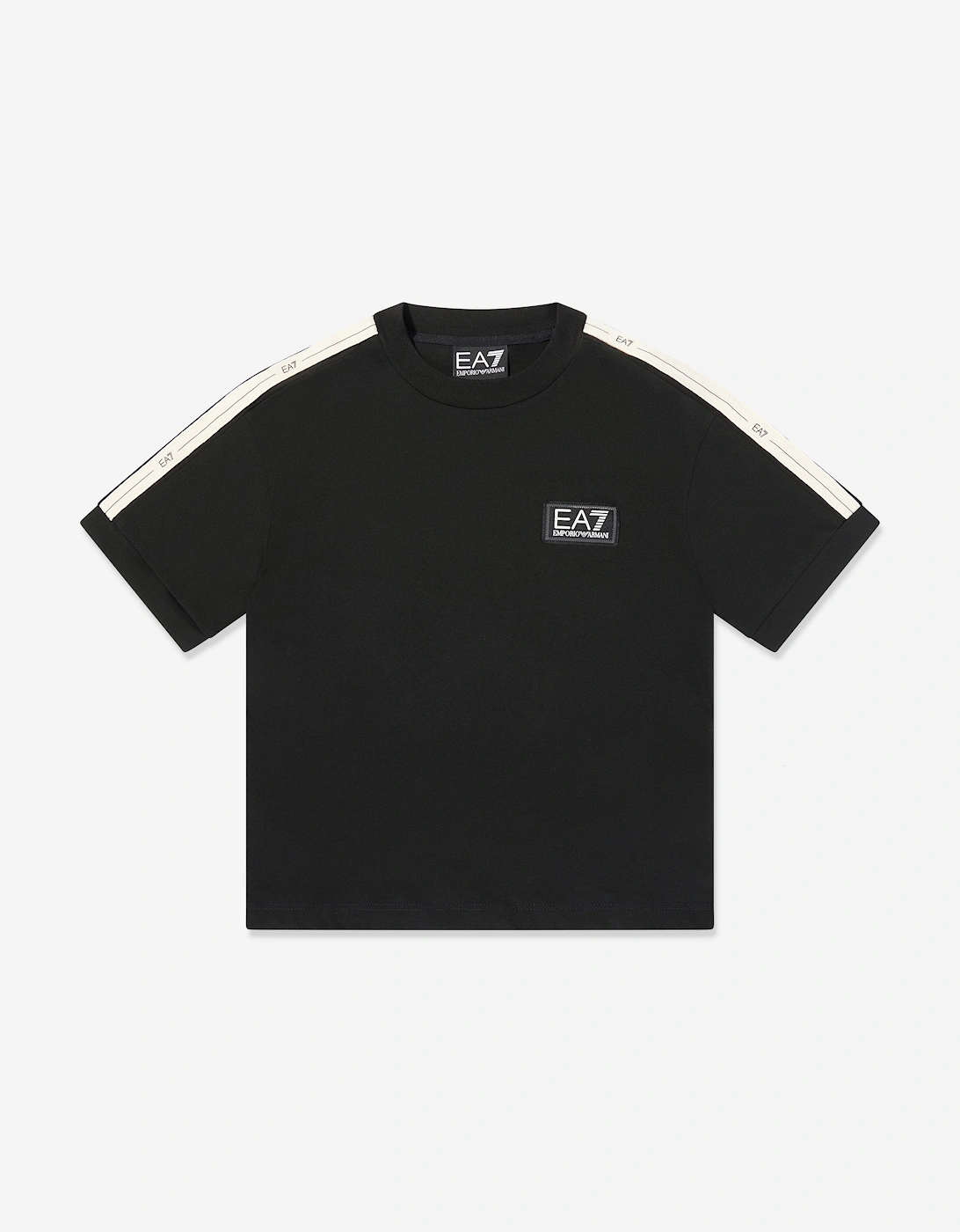 Emporio Armani Boys Train Logo Tape T-Shirt in Black, 5 of 4