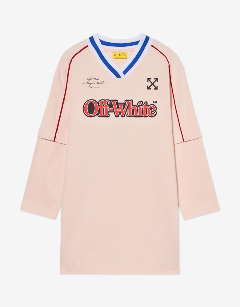 Girls Soccer Track Double Layer Dress in Pink