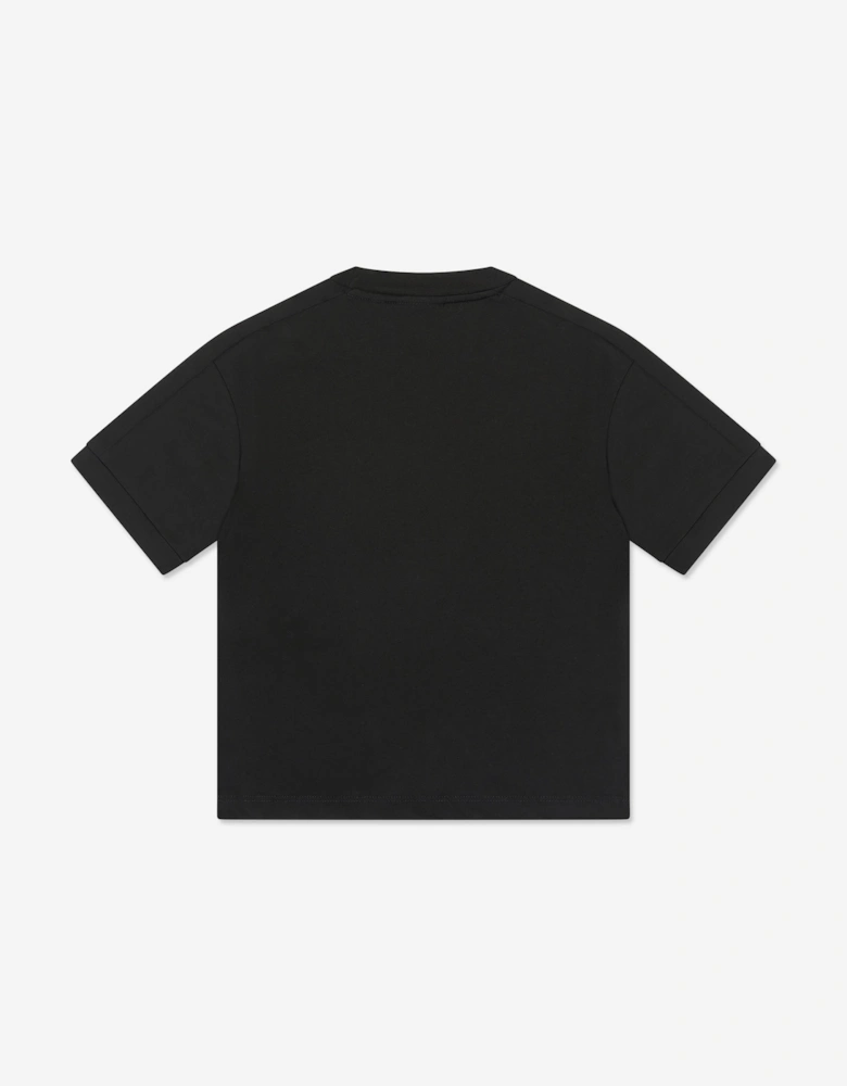 Emporio Armani Boys Train Logo Tape T-Shirt in Black
