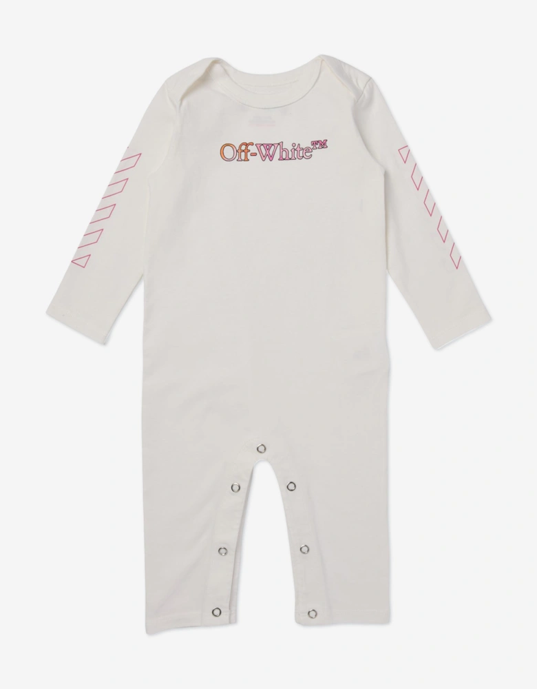 Baby Girls Bookish Watercolour Romper Set in White