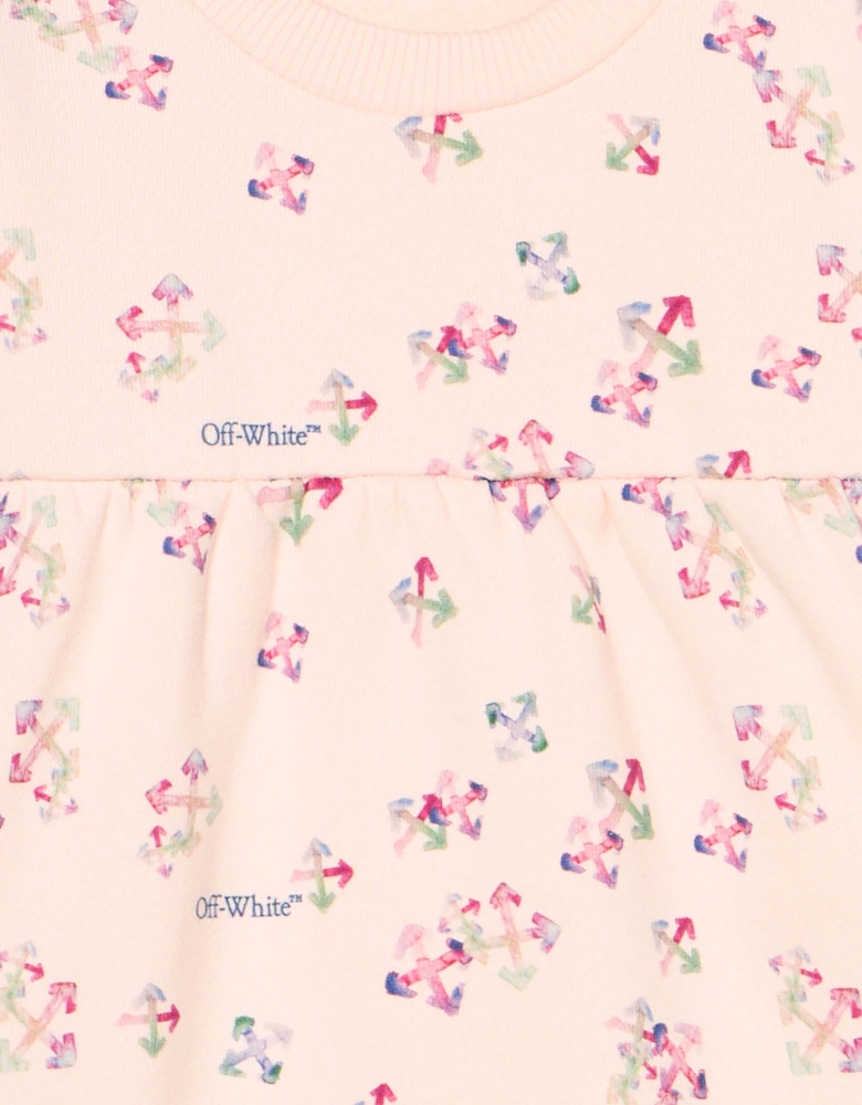 Baby Girls AOP Arrow Dress in Pink