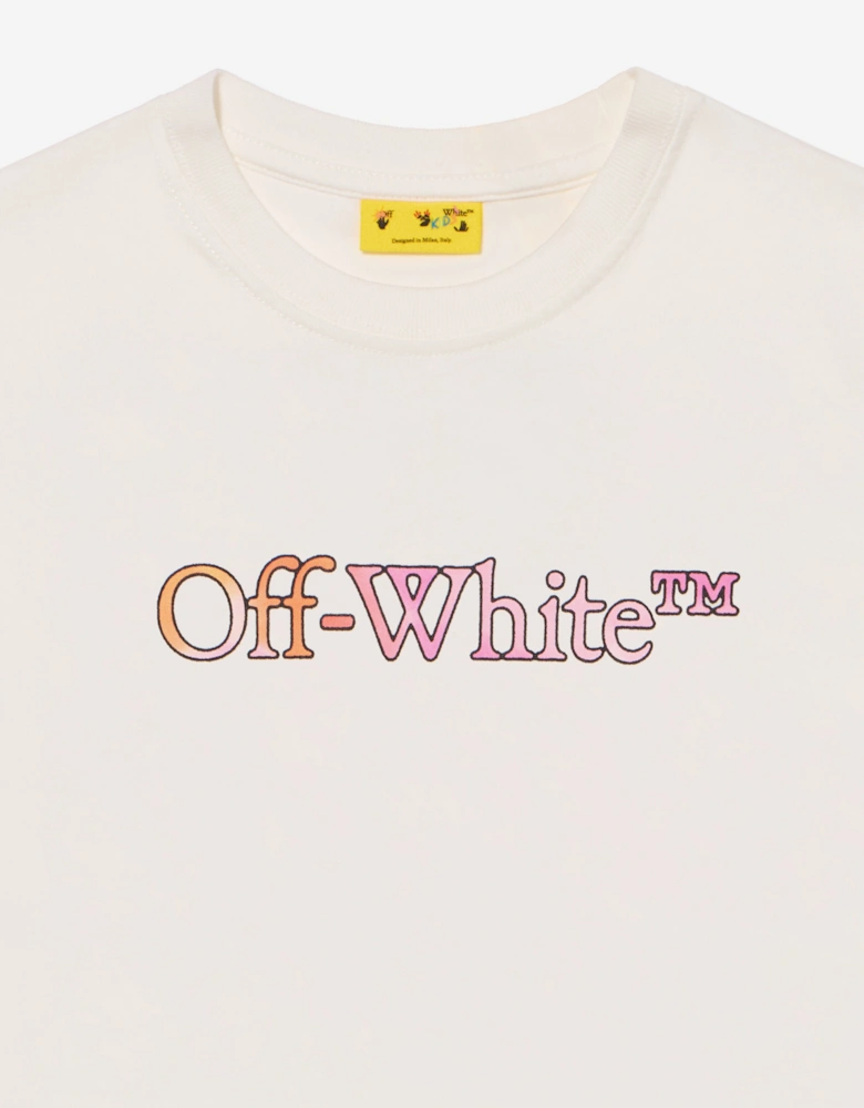 Girls Diagonal Watercolour T-Shirt in White