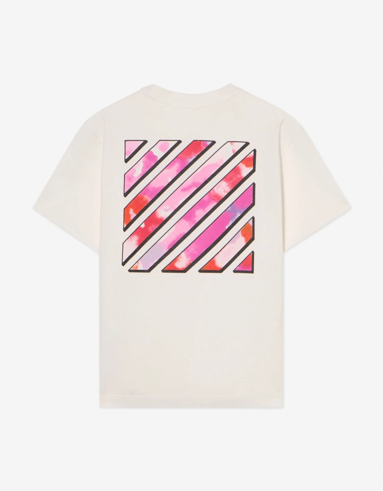 Girls Diagonal Watercolour T-Shirt in White