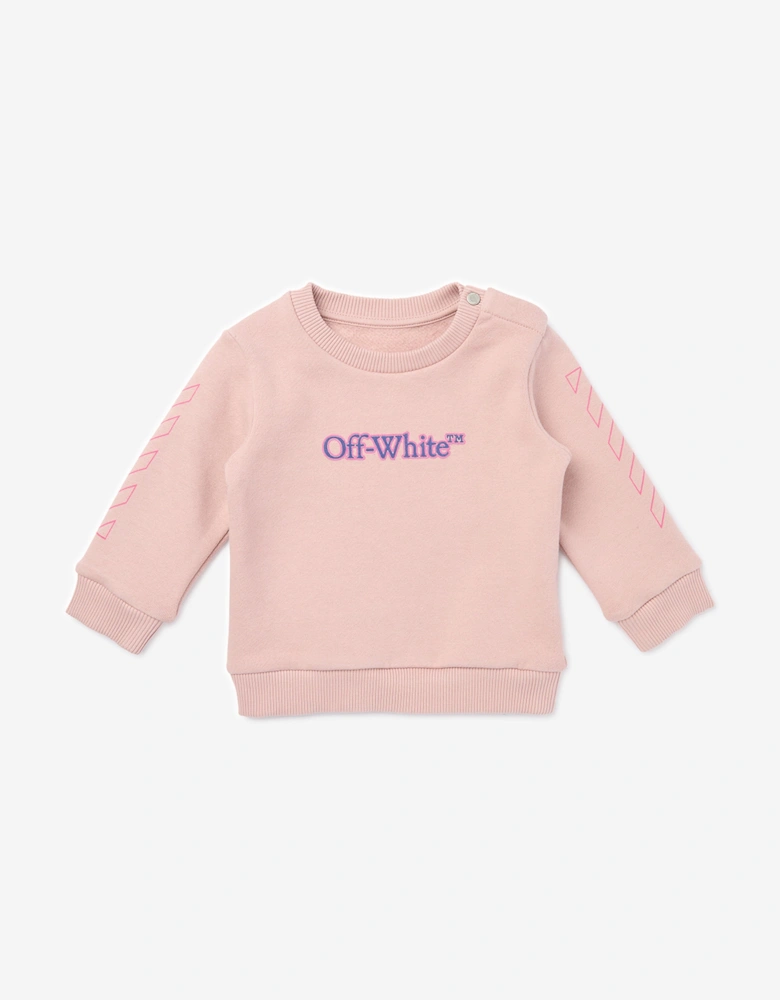 Baby Girls Big Bookish Puff Sweatshirt in Pink