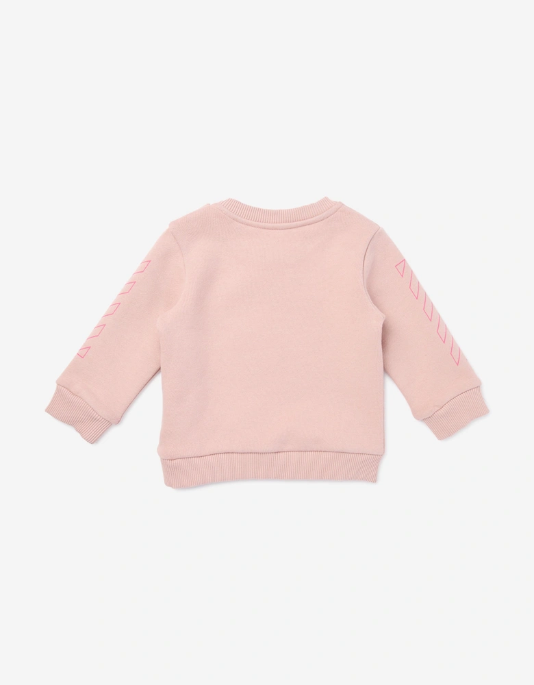 Baby Girls Big Bookish Puff Sweatshirt in Pink