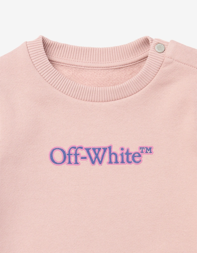 Baby Girls Big Bookish Puff Sweatshirt in Pink